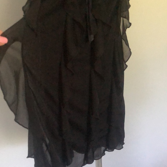 Iz Byer California Black Spaghetti Strap Dressy Dress w/ Ruffle Front in Size 10 - Picture 4 of 8